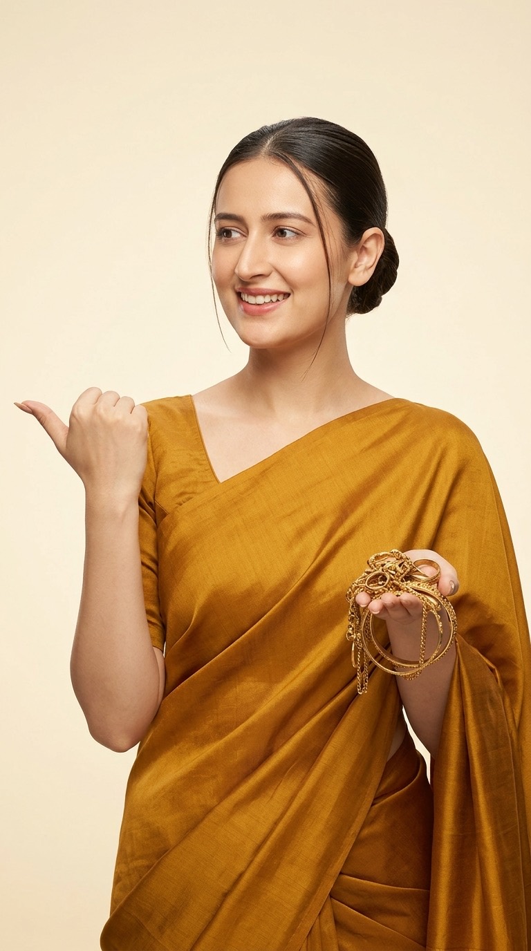 A woman pointing to the easy steps to sell or release gold at Aaradyaa Gold